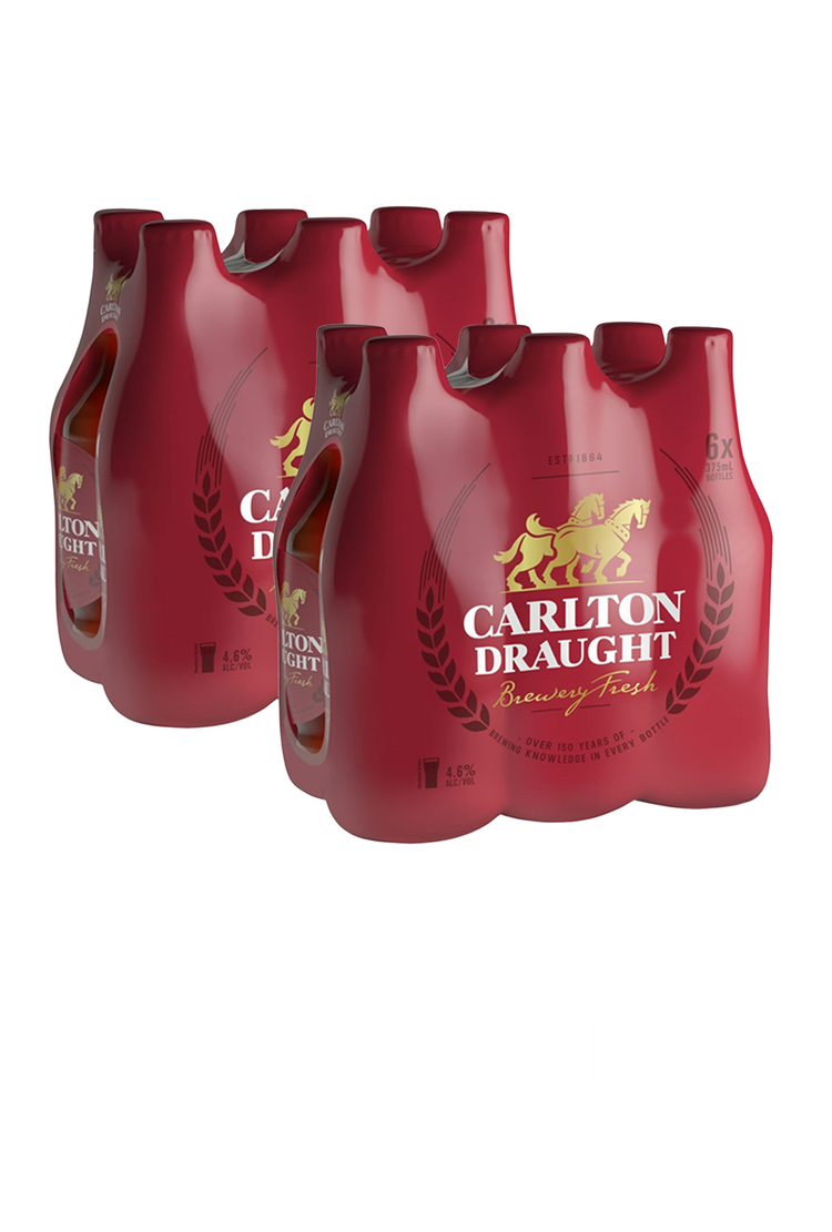 Carlton Draught Bottles 4.6% 6pack 375ml