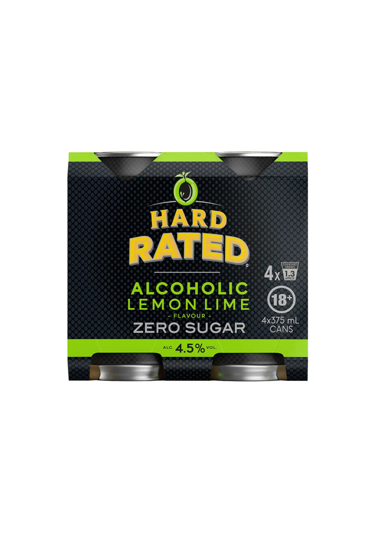 Hard Rated Lemon Lime Zero Sugar 4.5% 375mL Cans 4 Pack