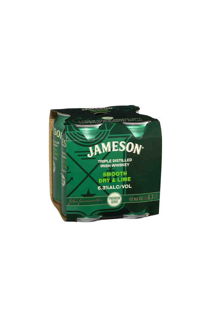 Jameson Dry Lime 6.3% Can 4 Pack 375ml