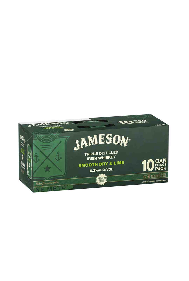 Jameson Dry Lime 6.3% Can 10 Pack 375ml