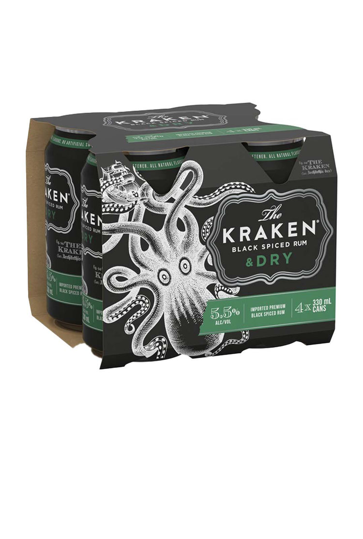 Kraken Spiced Rum & Dry 4 Pack 5.5% Cans 330ml