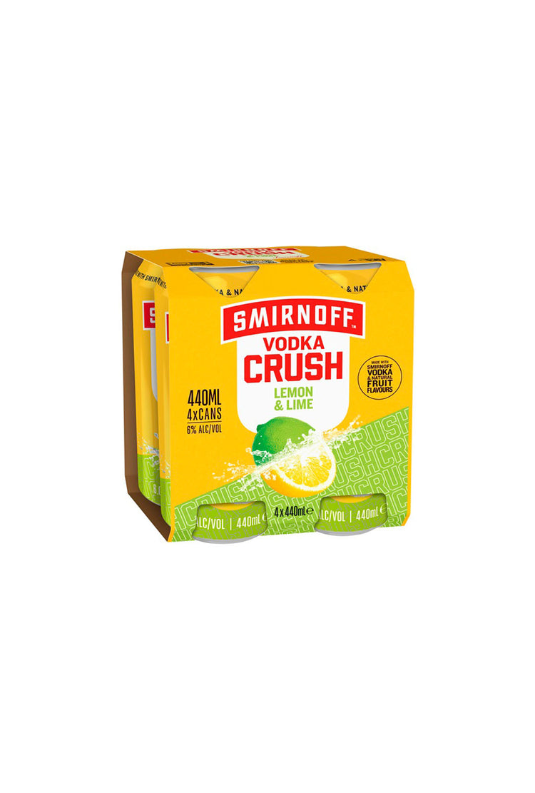 Smirnoff Crush Lemon Lime 6% 4 pack cans 440ml