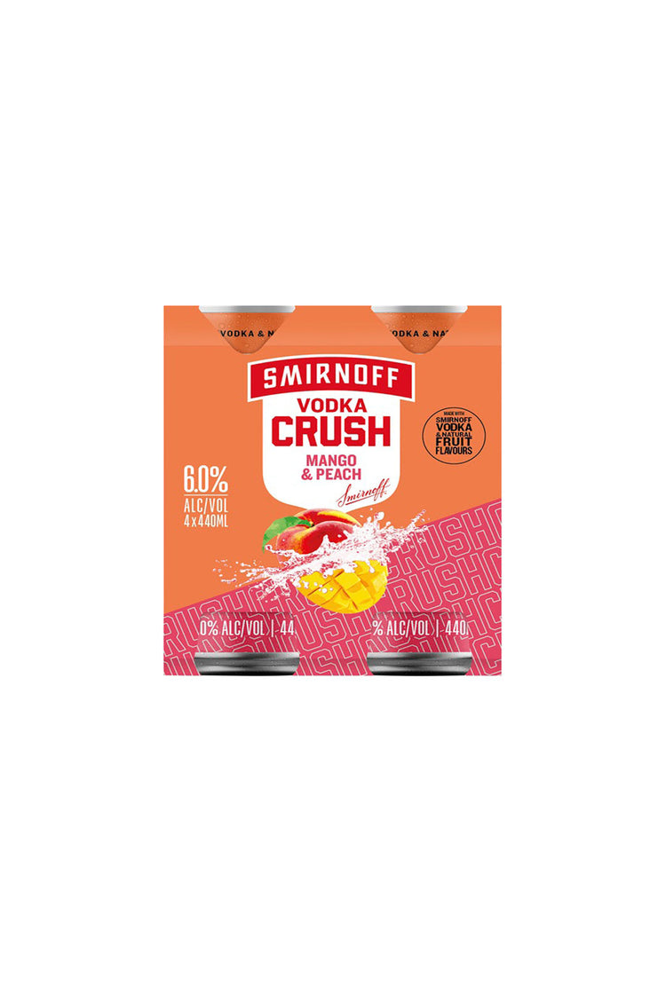 Smirnoff Crush Mango and Peach 4 pack 6% Cans 440mL