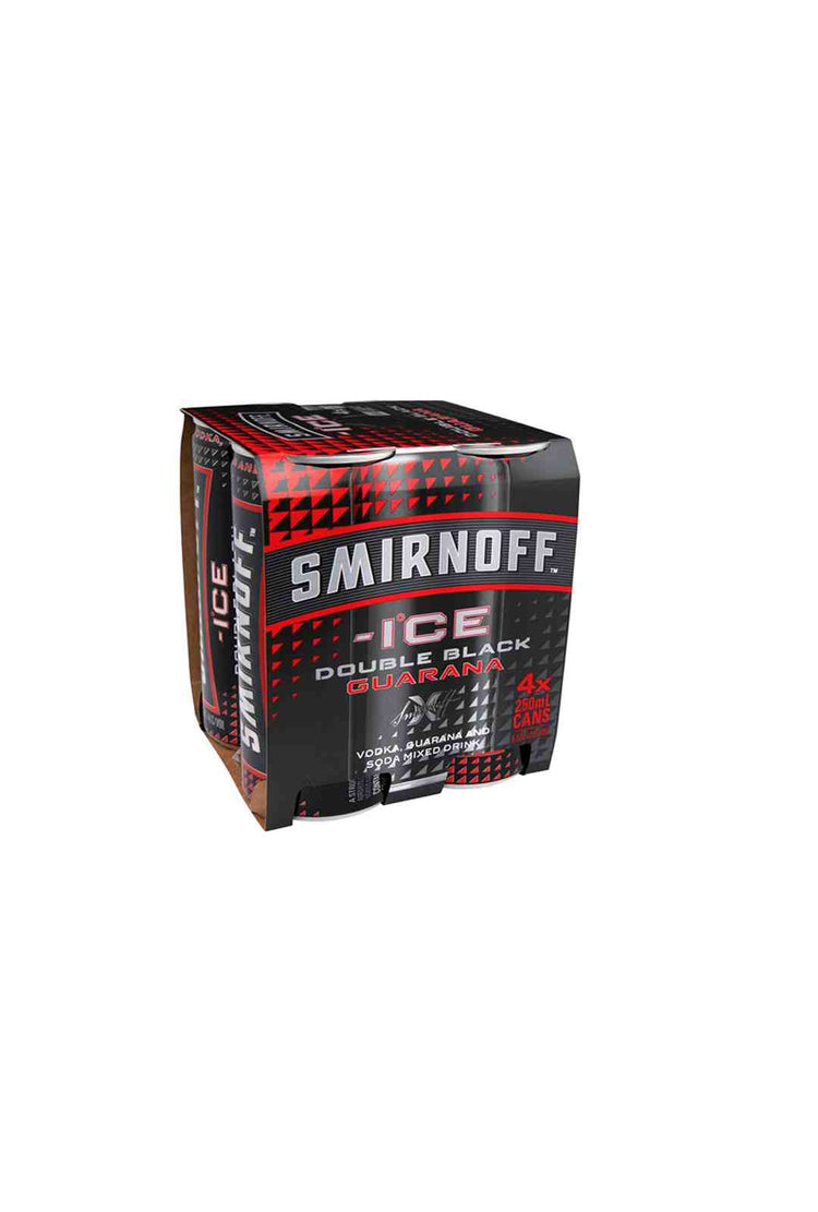 Smirnoff Ice Double Black Guarana 4 Pack 6.5% 250ml Cans