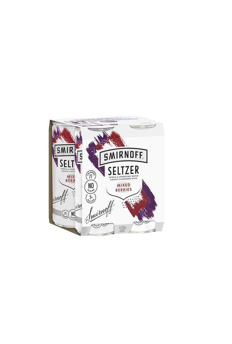 Smirnoff Mix Berries Seltzer 4 Pack 5.0% 250ml Cans