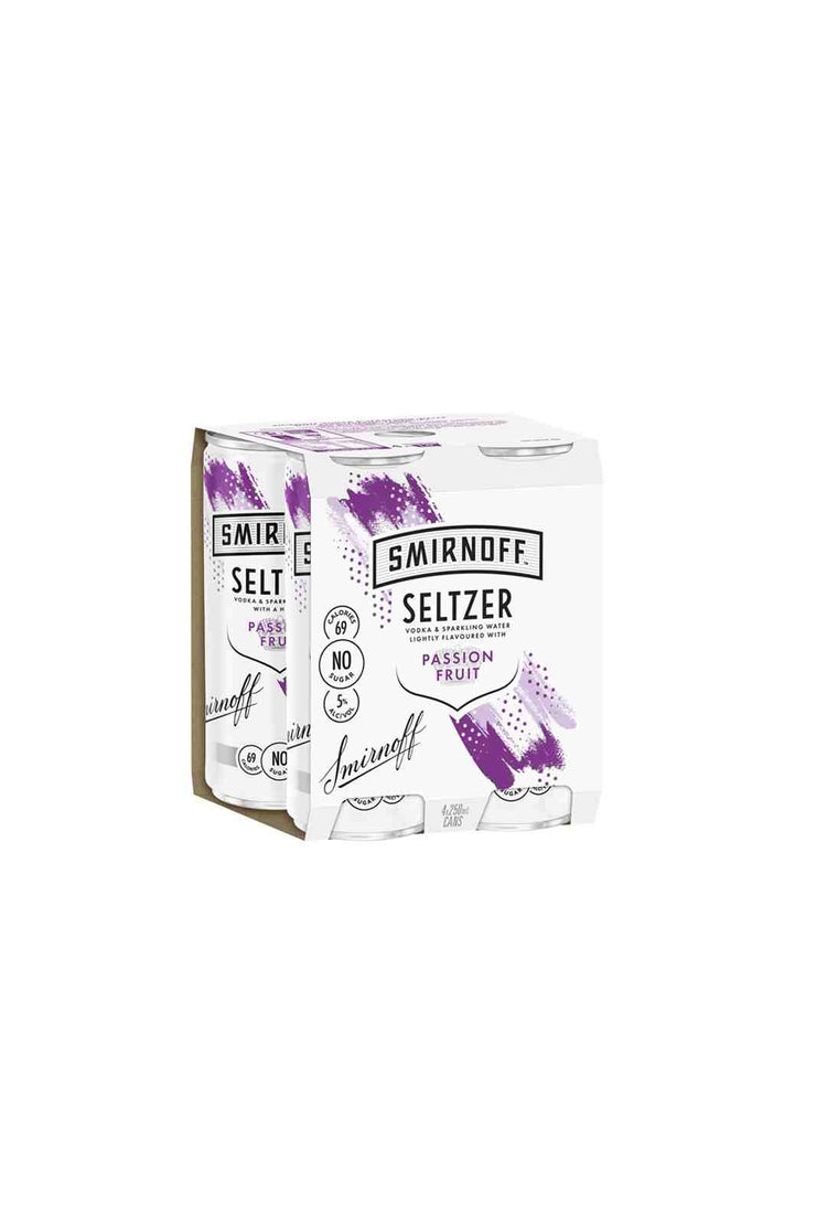 Smirnoff Passionfruit Seltzer 4 Pack 5.0% 250ml Cans