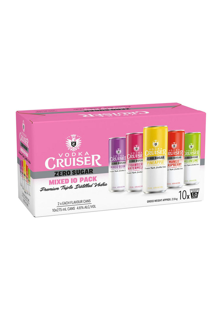 Vodka Cruiser Sugar Free 4.6% Mixed Pack Can 275mL 10 Pack