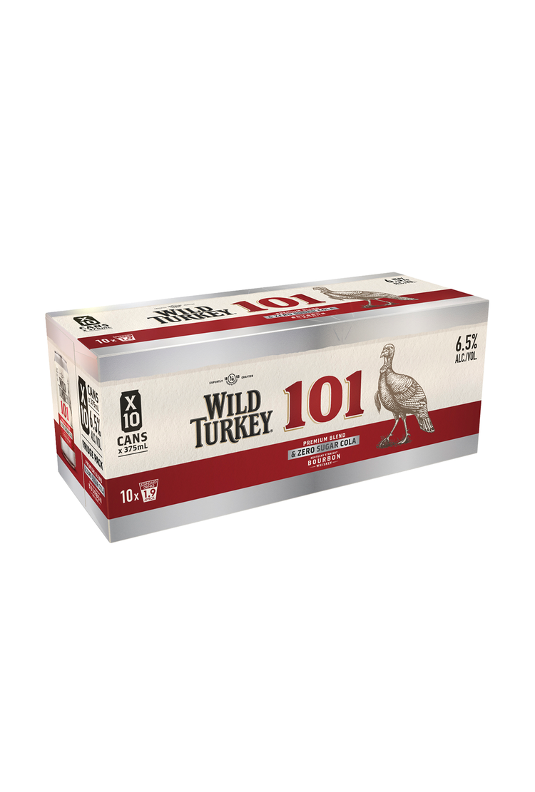 Wild Turkey 101 & Zero Sugar Cola Cans 6.5% 10 Pack 375ml