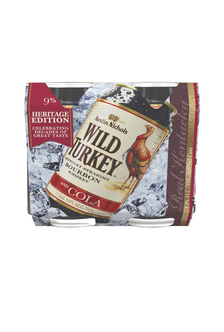 Wild Turkey Heritage Edition & Cola 9% Can 375mL 4 Pack