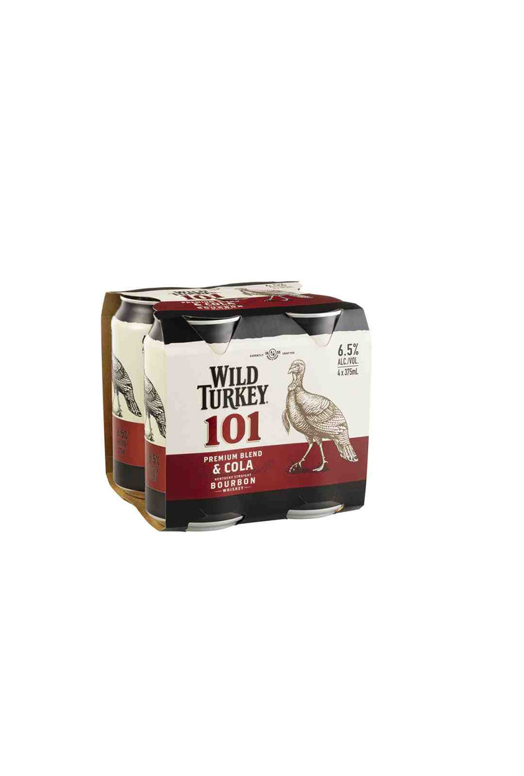 Wild Turkey 101 & Cola Cans 6.5% 4 Pack 375ml