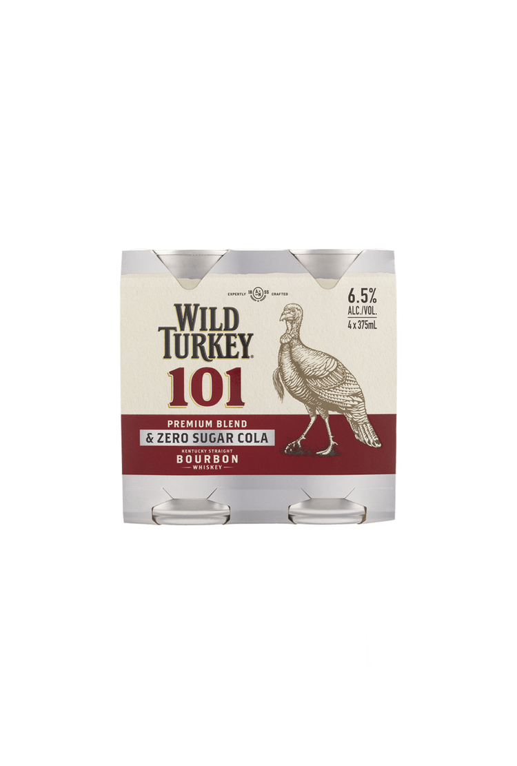 Wild Turkey 101 & Zero Cola Cans 6.5% 4 Pack 375ml