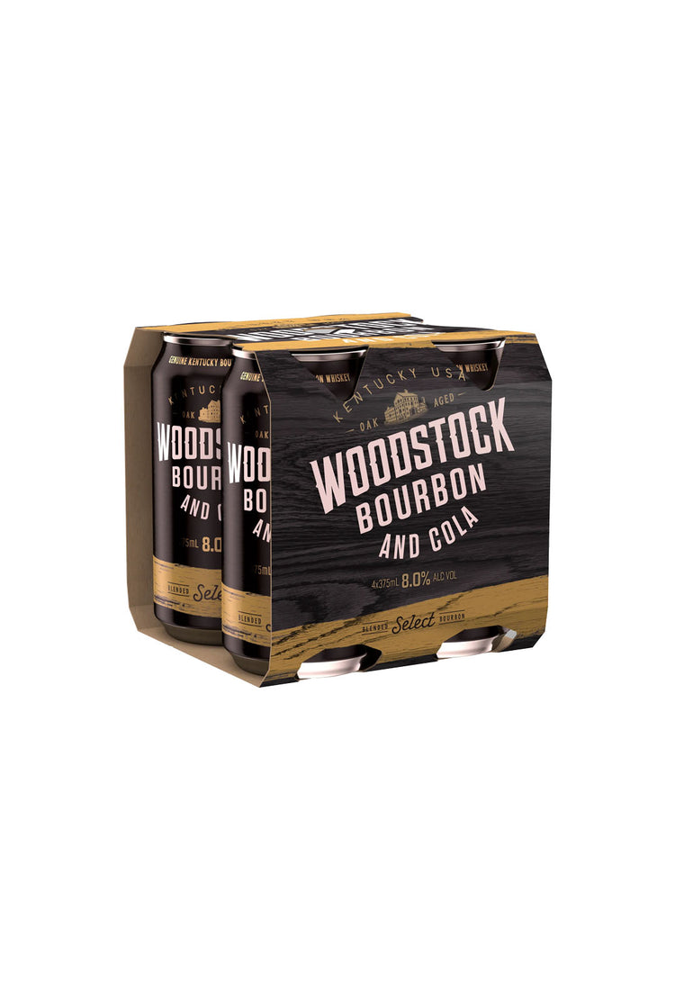 Woodstock & Cola Cans 8% 4 Pack 375ml